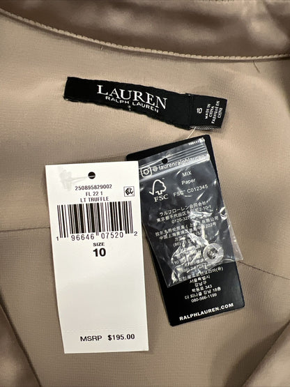 NEW LAUREN Ralph Lauren Truffle Gold Satin Wrap Tie Dress - 10