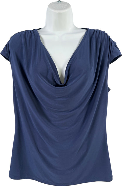 White House Black Market Women’s Blue Cinch Sleeve Blouse - S