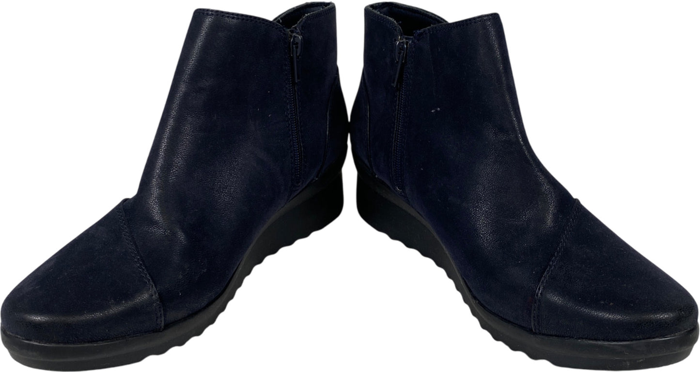 Clarks Cloudsteppers Women’s Blue Caddell Tropic Wedge Booties - 8