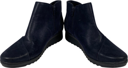 Clarks Cloudsteppers Women’s Blue Caddell Tropic Wedge Booties - 8