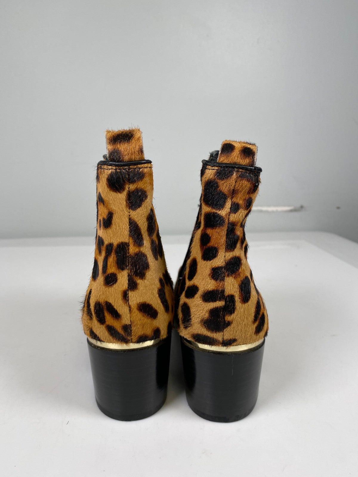 Nine West Women’s Brown Leopard Print Honor Cow Hair Chelsea Boots - 6