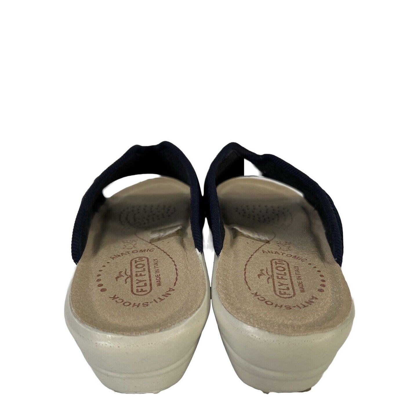 Fly Flot Women's Blue Textured Slip On Wedge Sandals - 39/ US 8