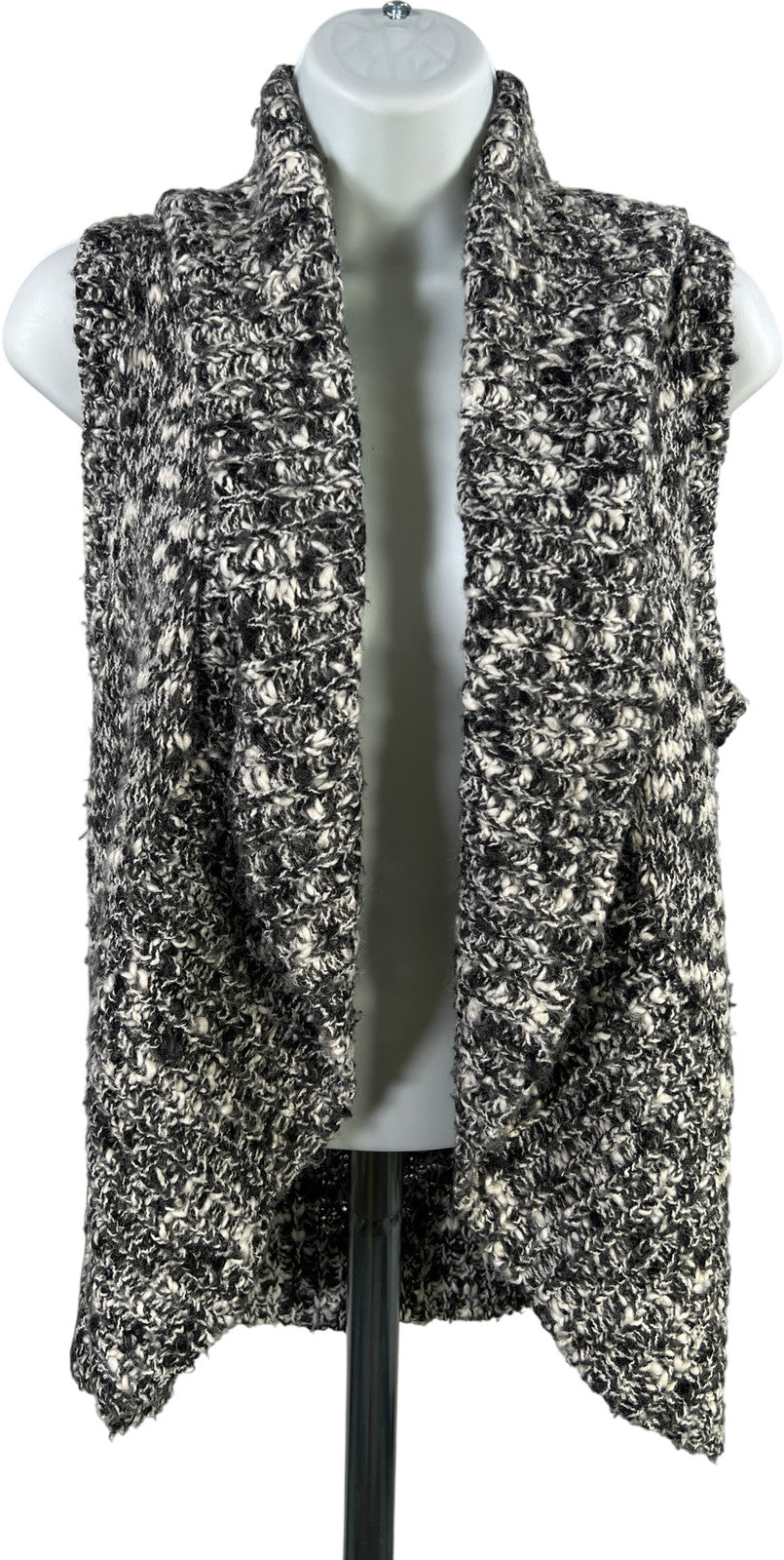 Chico’s Women’s Black/White Knit Wool Blend Sleeveless Cardigan - 0/US S