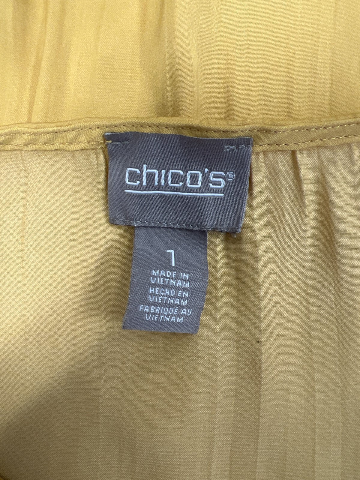 Chico’s Women’s Yellow 3/4 Sleeve V-Neck Blouse - 1/US M