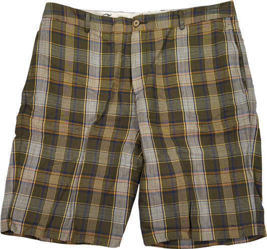 Tommy Bahama Men’s Green Plaid Linen Blend Shorts - 36
