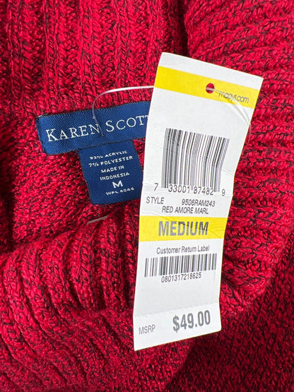 Karne Scott Women’s Red Cowl Neck Long Sleeve Sweater Dress - M