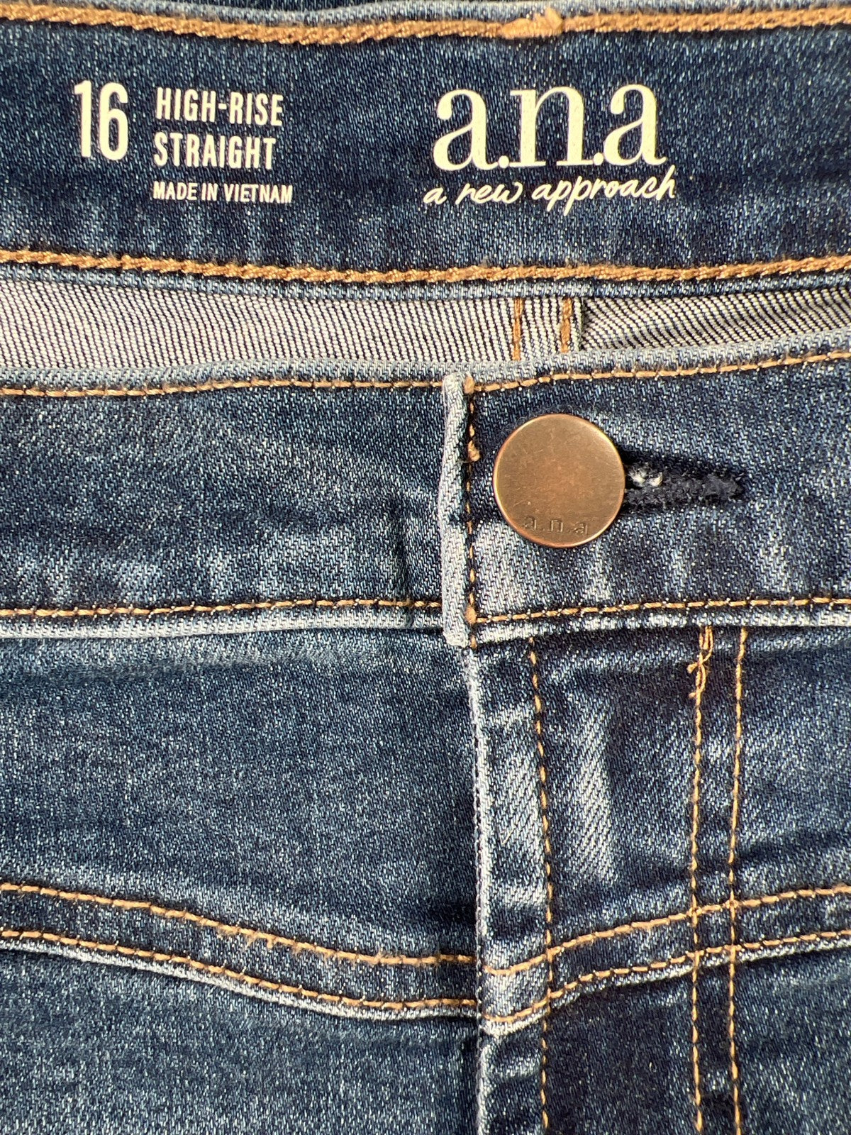 ANA Women’s Medium Wash High Rise Straight Leg Denim Jeans - 16