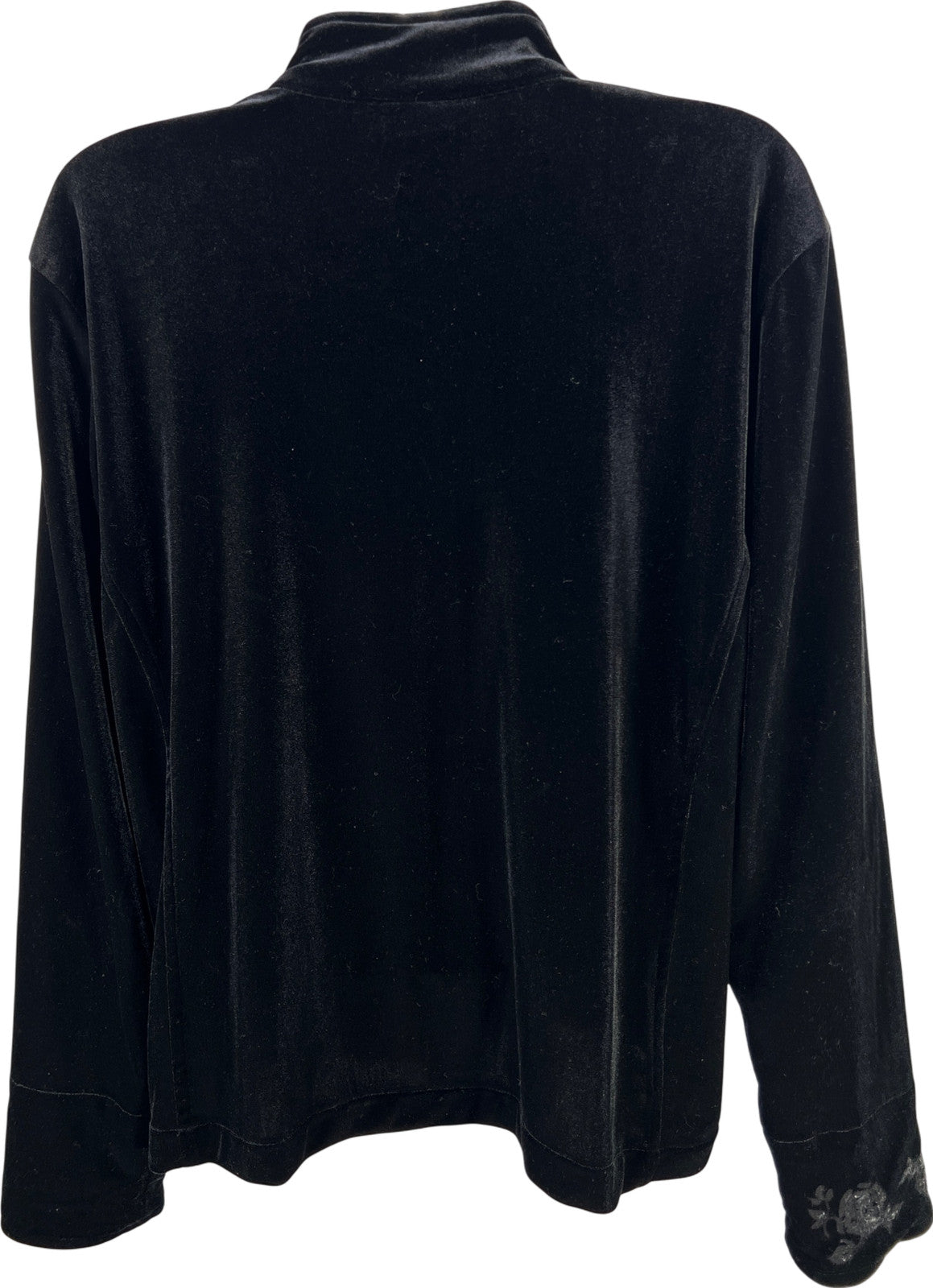 Coldwater Creek Women’s Black Velour Floral Full Zip Jacket - M