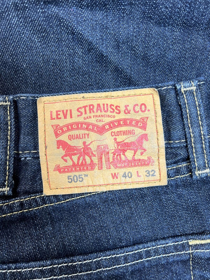Levi's Men's Dark Wash 505 Regular Fit Denim Jeans - 40x32