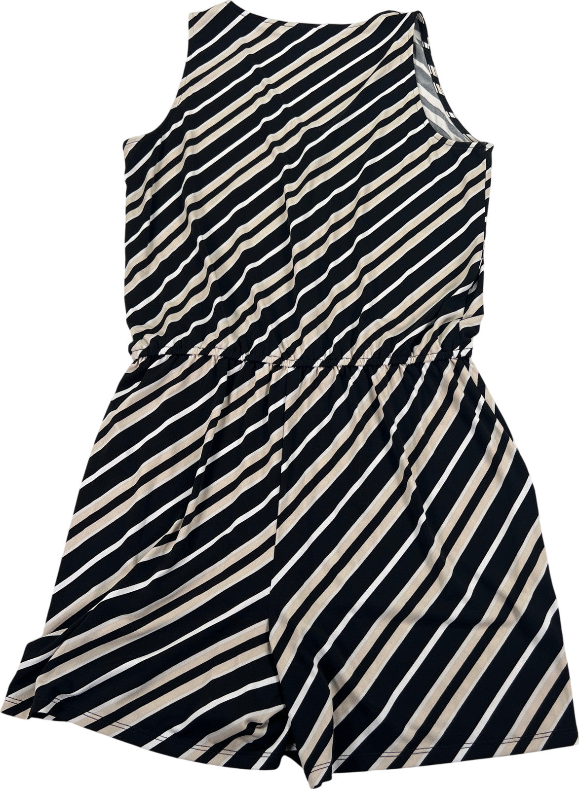 White House Black Market Women’s Black/Beige Striped Sleeveless Romper - S