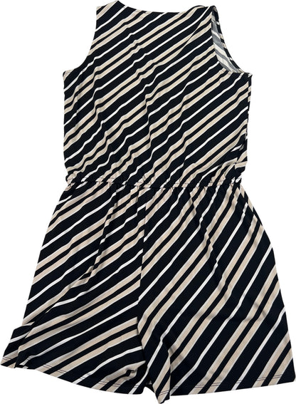 White House Black Market Women’s Black/Beige Striped Sleeveless Romper - S
