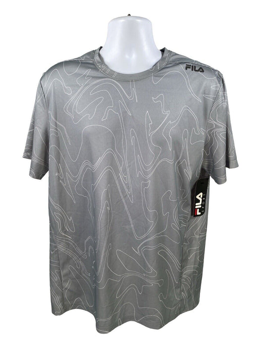 NEW FILA Men's Gray Short Sleeve Polyester Athletic Shirt - L
