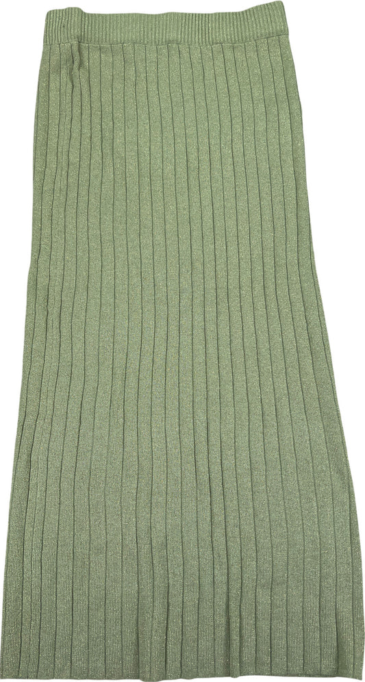 NEW Eva Mendes NYC Women’s Green Metallic Knit Pull On Midi Skirt - S