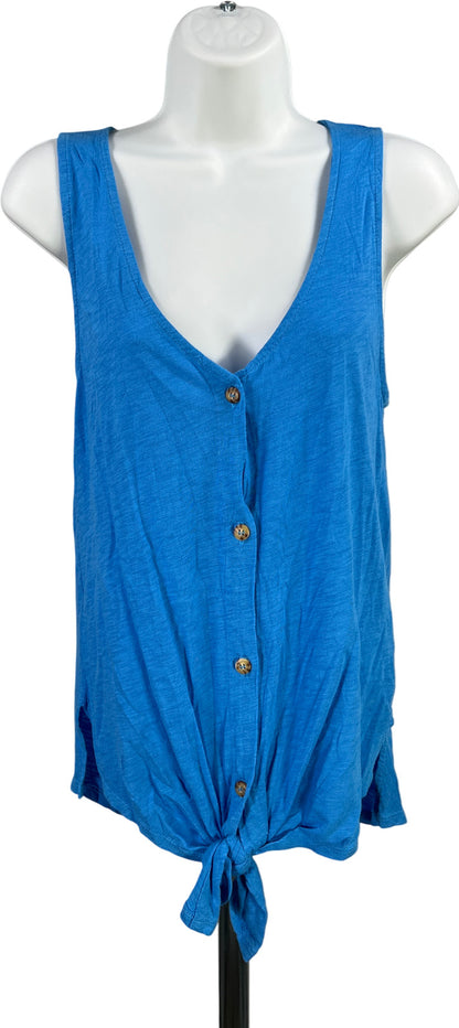 T.la Women’s Blue Button Up Tie Front Sleeveless Tank Top - XS