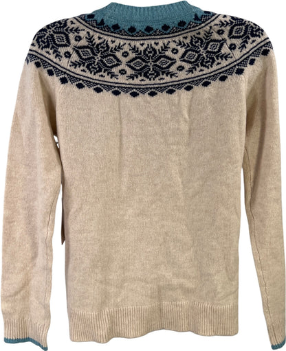 Tabitha Webb Women’s Ivory/Blue Long Sleeve Wool Blend Sweater - S