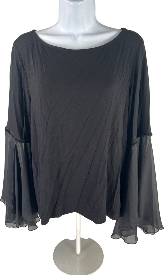 NEW W5 Women’s Black Sheer Bell Sleeve Blouse - M