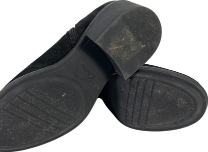 Clarks Women’s Black Suede Animal Print Block Heel Ankle Booties - 6