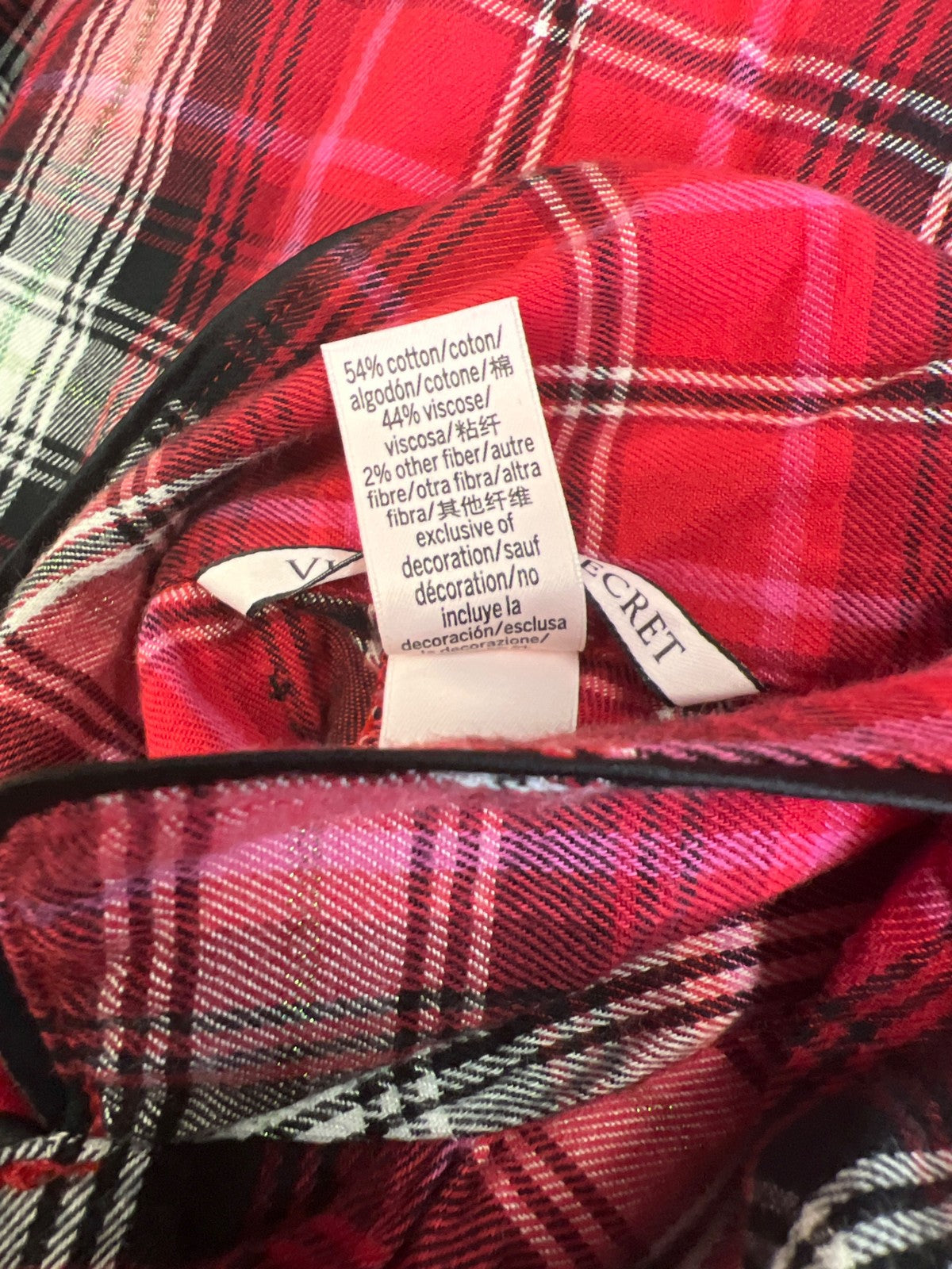 Victoria’s Secret Women’s Red Holiday Plaid Long Sleeve Pajama Romper - M