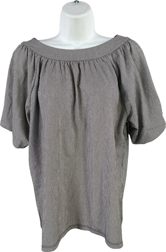 Ann Taylor Women’s Black/White Striped Short Puff Sleeve Blouse - S