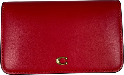 Coach Women’s Red Leather Essential Slim Card Case Wallet