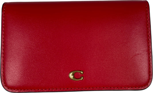 Coach Women’s Red Leather Essential Slim Card Case Wallet