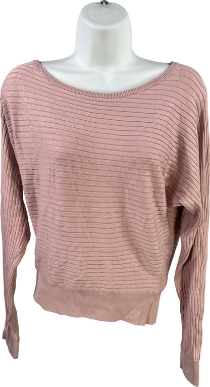 Express Women’s Pink Long Sleeve Ribbed Sweater - XS
