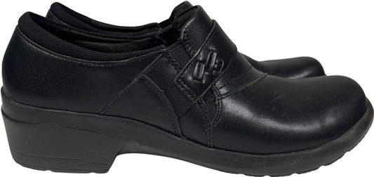 Clarks Collection Women’s Black Leather Slip On Walking Shoes - 8.5