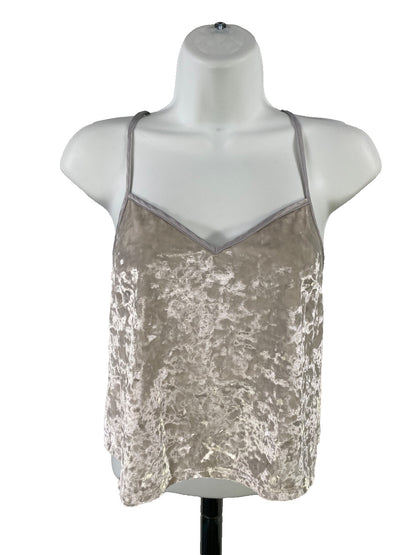 Victoria’s Secret Women’s Ivory Velour Jogger and Cropped Cami Pajama Set - XS