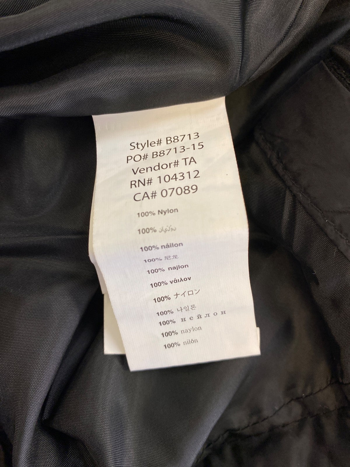 Burnside Men’s Black Quilted Full Zip Long Sleeve Puffer Jacket - M