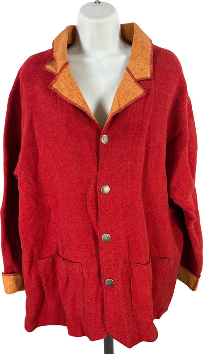 Chico’s Design Women’s Red/Orange Wool Long Sleeve Button Up Jacket - 3/US XL