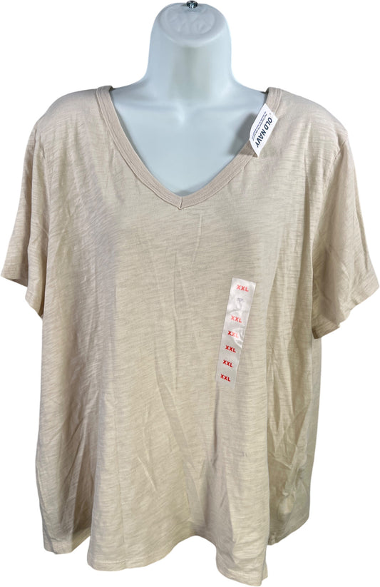 Old Navy Women’s Beige Everywear Short Sleeve V-Neck T-Shirt - XXL