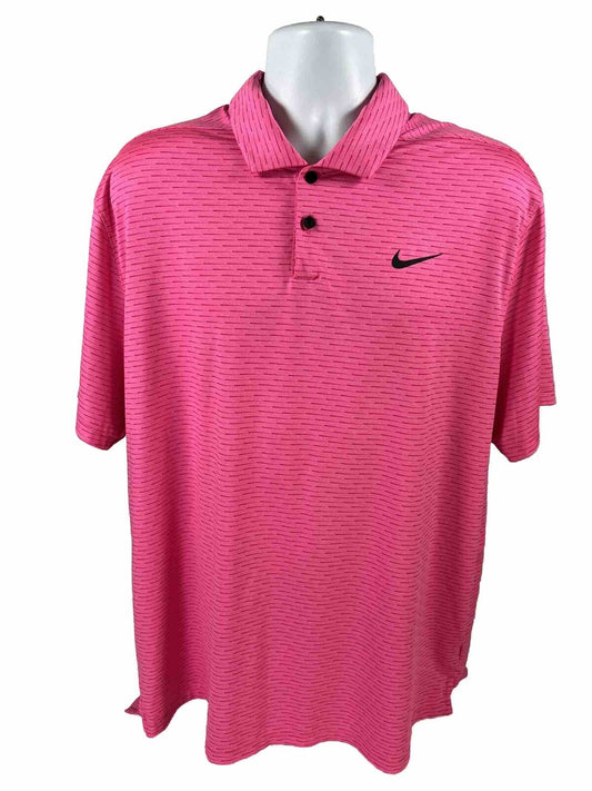 Nike Men's Pink Dri-Fit Short Sleeve Golf Polo Shirt - XL