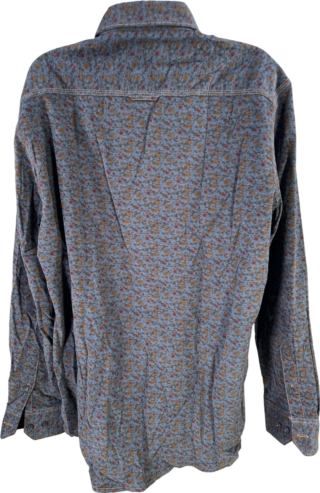 Johnstock and Murphy Men’s Blue Floral Corduroy Button Up Shirt - L