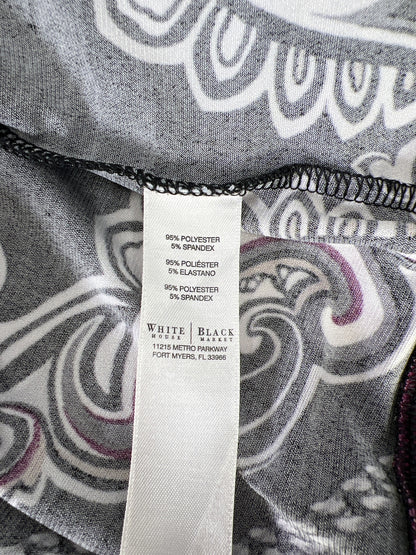 White House Black Market Women’s Black/Purple 3/4 Sleeve Tunic Blouse - XS