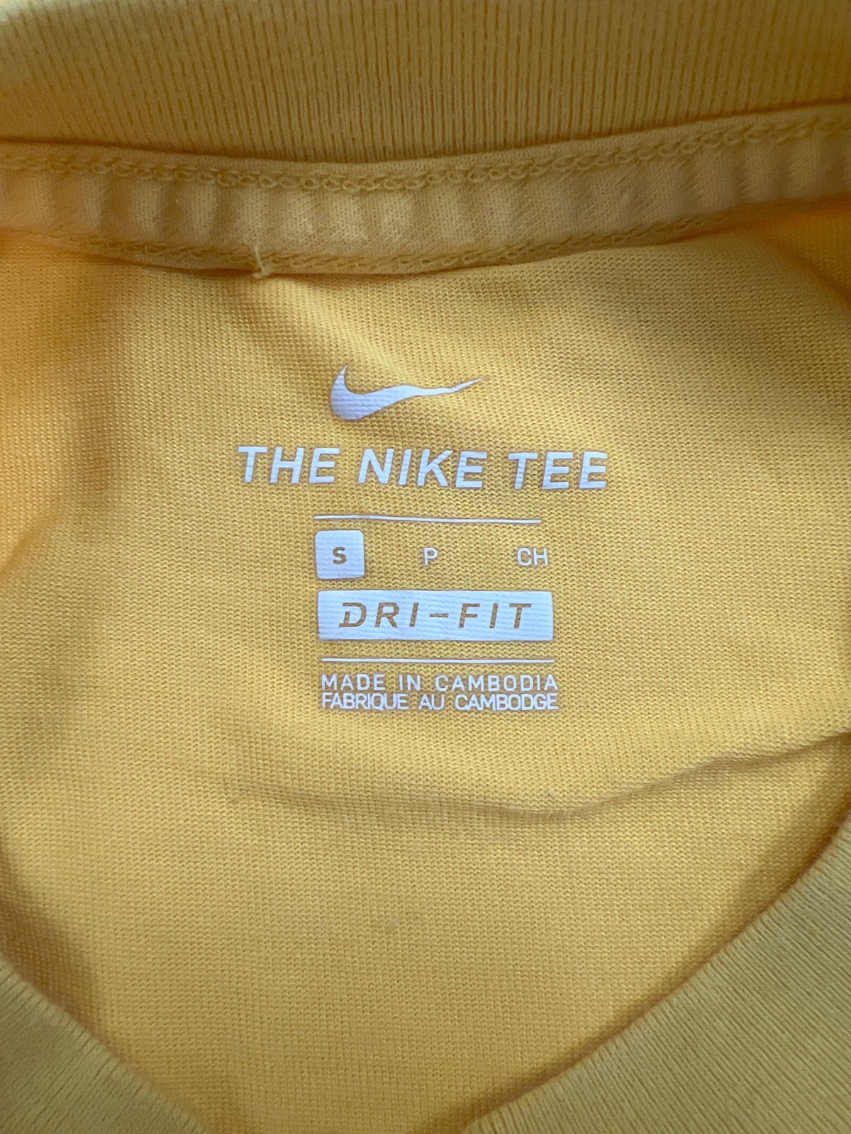 Nike Women’s Yellow Rainbow Logo Dri-Fit Short Sleeve T-Shirt - L