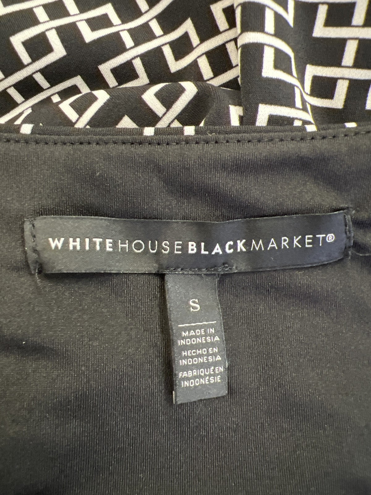 White House Black Market Women’s Black/White Sleeveless Drape Neck Tank Top - S