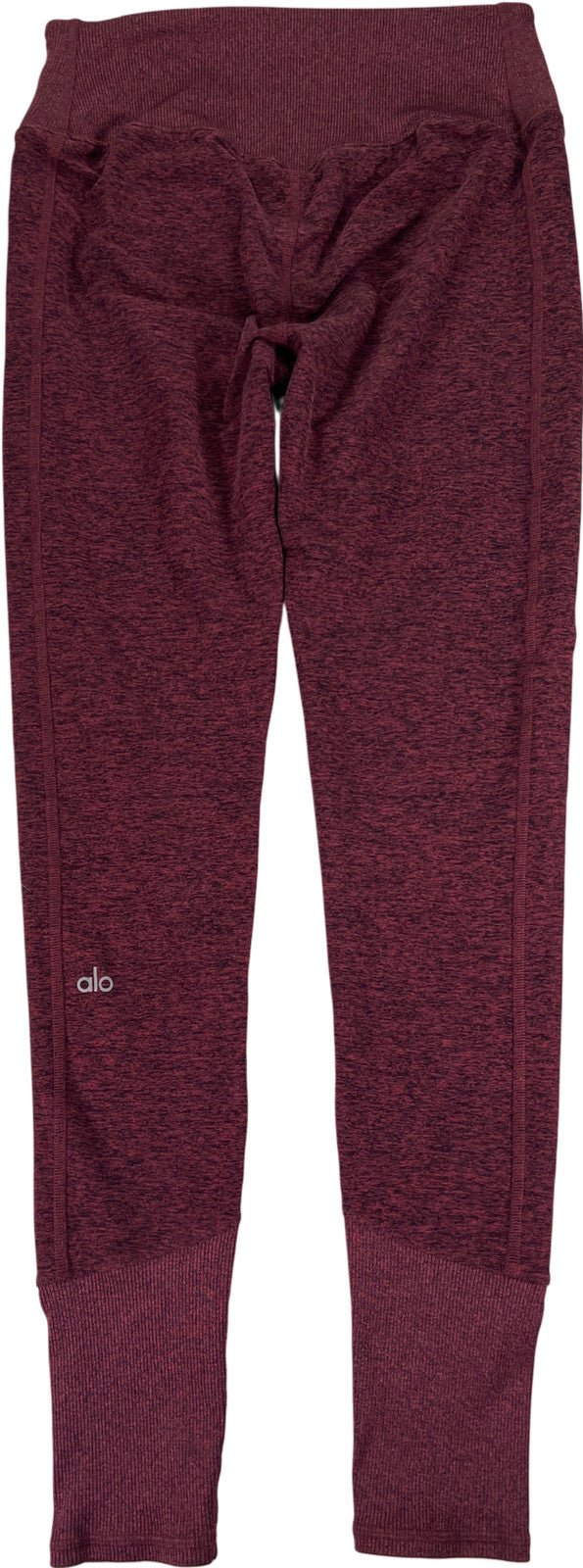 Alo Women’s Burgundy Heathered Ribbed Ankle Pull On Leggings - L