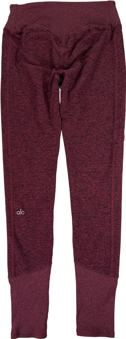 Alo Women’s Burgundy Heathered Ribbed Ankle Pull On Leggings - L