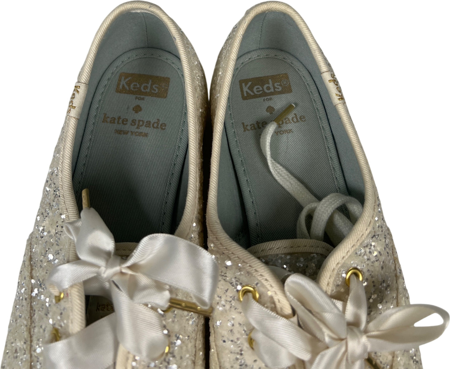Keds X Kate Spade Women’s Ivory Cream/White Glitter Lace Up Sneakers - 7.5