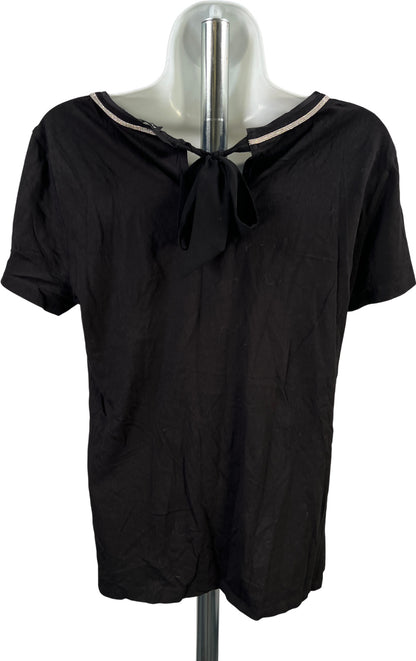 White House Black Market Women’s Black Ball Chain Neck Short Sleeve T-Shirt - M