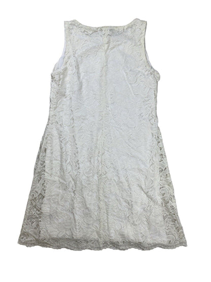 NEW Chaps Women's White Sleeveless Lace Shift Dress - 14