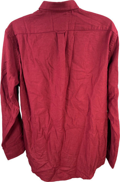 Izod Men’s Burgundy Long Sleeve Classic Flannel Button Up Shirt - XL