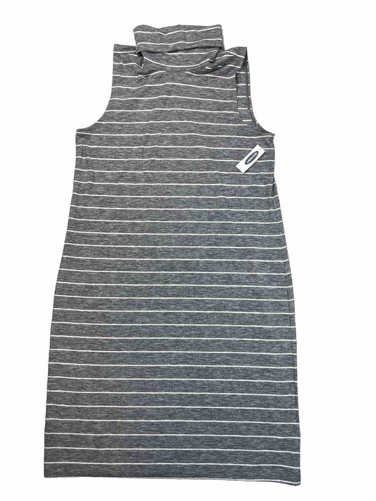 NEW Old Navy Women's Gray Striped Sleeveless Midi Dress - L