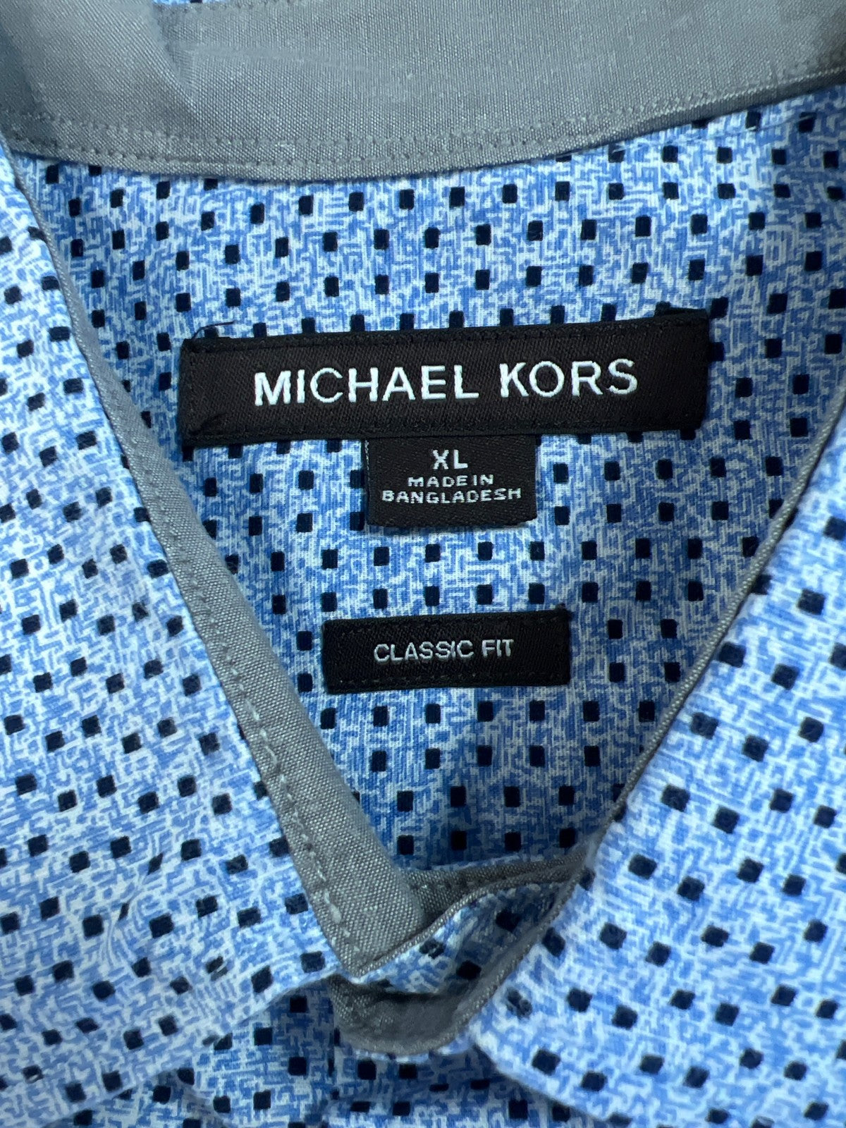 Michael Kors Men’s Blue Long Sleeve Classic Fit Button Up Shirt - XL
