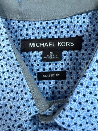 Michael Kors Men’s Blue Long Sleeve Classic Fit Button Up Shirt - XL