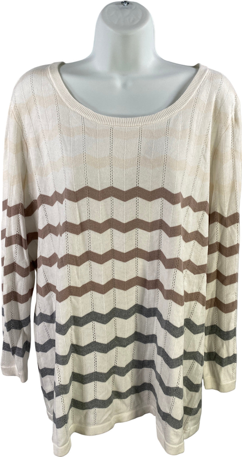41 Hawthorn Women’s White Thin Knit Irene Pointelle Sweater -XXL