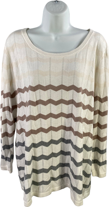 41 Hawthorn Women’s White Thin Knit Irene Pointelle Sweater -XXL