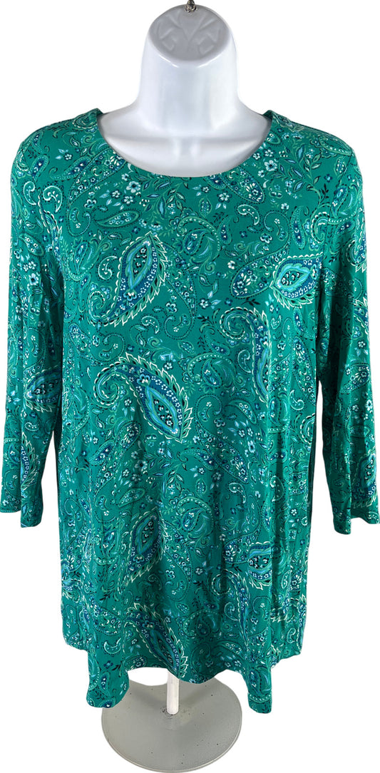 J.Jill Wearever Collection Women’s Blue Paisley 3/4 Sleeve Shirt - XS