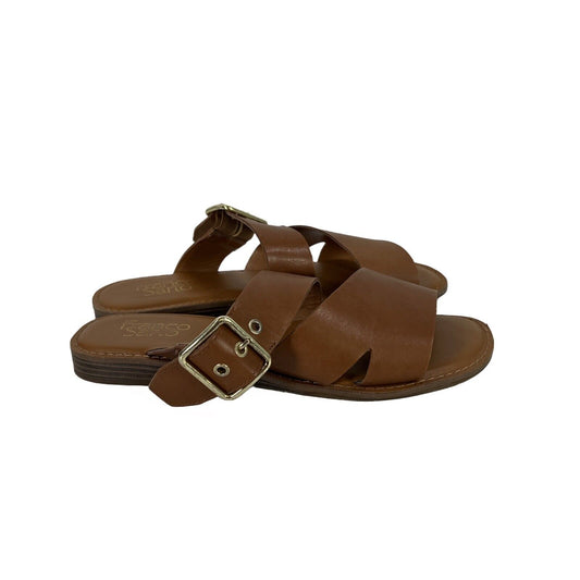 Franco Sarto Women's Brown Leather Gevira Slide Sandals - 7.5