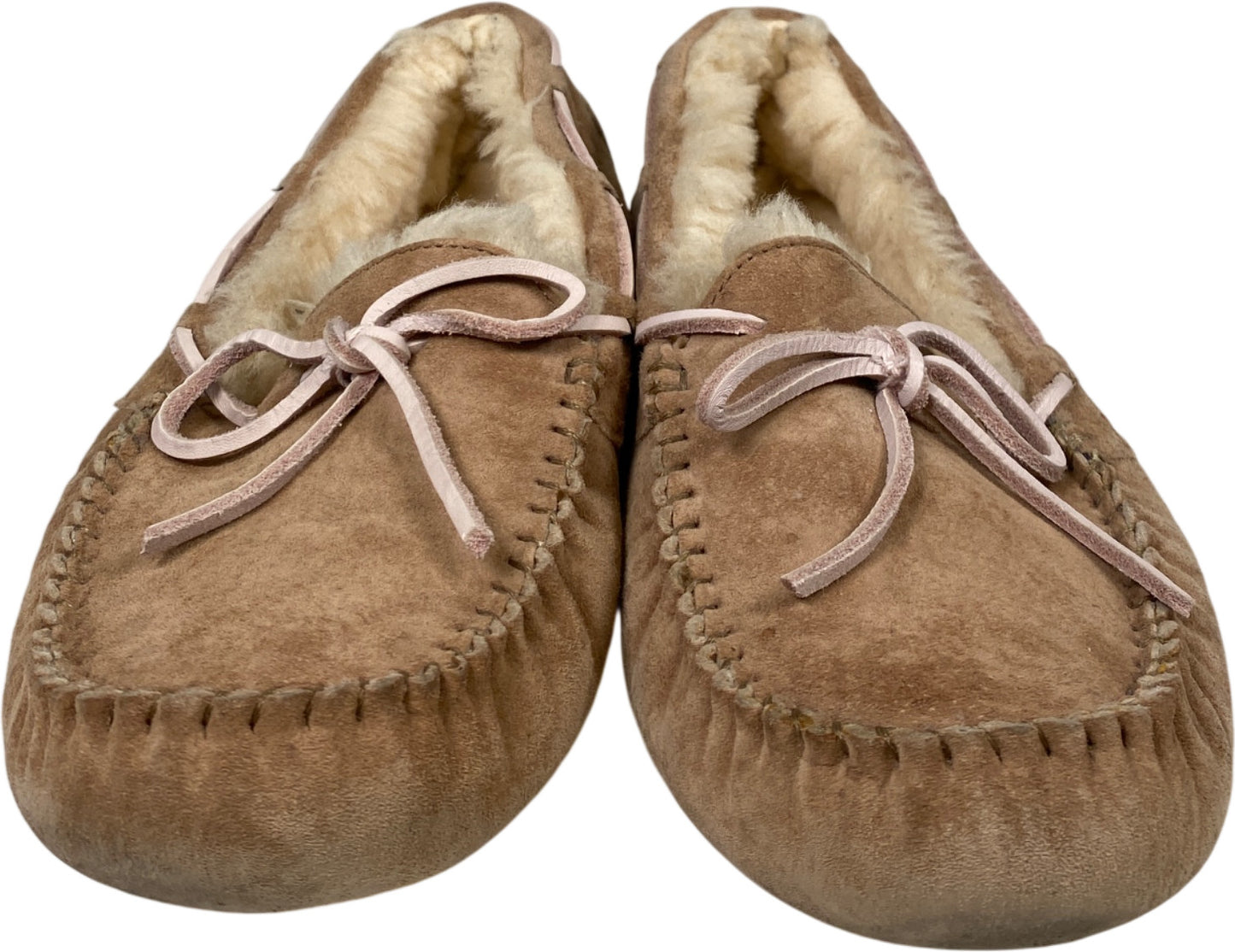 UGG Women’s Light Tan/Beige Dakota Shearling Lined Suede Slippers - 9